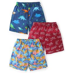 Babyhug Poplin Woven Boxers with Dino Aeroplane & Zebra Print Pack of 3 - Multicolour