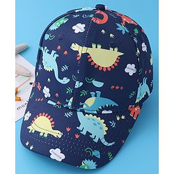 Babyhug Baseball Cap with Dino Print - Dark Blue