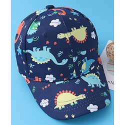 Babyhug Baseball Cap with Dino Print - Dark Blue