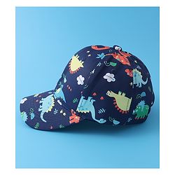 Babyhug Baseball Cap with Dino Print - Dark Blue