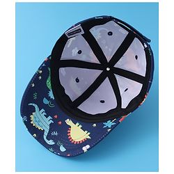 Babyhug Baseball Cap with Dino Print - Dark Blue