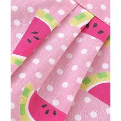 Babyhug Poplin Woven Half Sleeves Night Suit Polka Dot & Watermelon Print - Pink