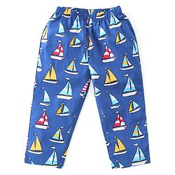 Babyhug Poplin Woven Half Sleeves Night Suit with Boat Print - Blue