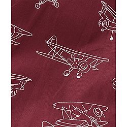 Babyhug Poplin Woven Half Sleeves Night Suit Airplane Print - Maroon