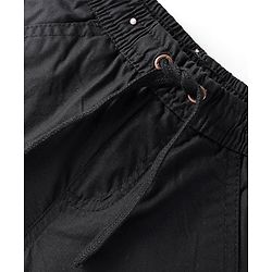 Babyhug Cotton Woven Above Knee Length Bermuda With Solid Colour - Black