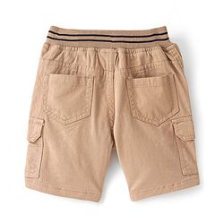 Babyhug Cotton Spandex Twill Above Knee Length Solid Color  Bermuda - Beige