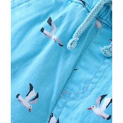 Babyhug Cotton Lycra With Stretch Woven Full Length Trousers With Bird Print - Blue