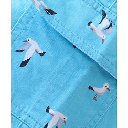 Babyhug Cotton Lycra With Stretch Woven Full Length Trousers With Bird Print - Blue