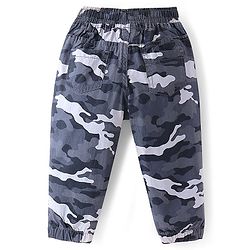 Babyhug Cotton Woven Full Length Trousers with Stretch Camouflage Print -Grey