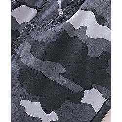 Babyhug Cotton Woven Full Length Trousers with Stretch Camouflage Print -Grey