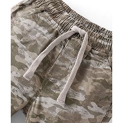 Babyhug Cotton Woven Full Length Trousers with Stretch Camouflage Print -Beige