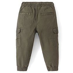 Babyhug Cotton Lycra Woven Full Length Pants Jogger Fit - Olive