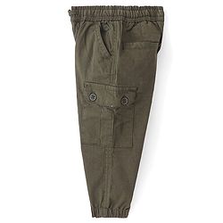 Babyhug Cotton Lycra Woven Full Length Pants Jogger Fit - Olive