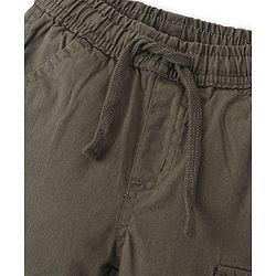 Babyhug Cotton Lycra Woven Full Length Pants Jogger Fit - Olive