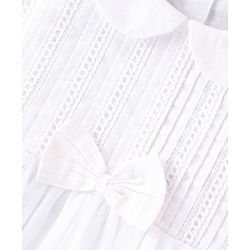 Babyhug Cambric Woven Sleeveless Frock with Headband & Lace Detailing Bow Applique - White
