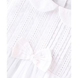 Babyhug Cambric Woven Sleeveless Frock with Headband & Lace Detailing Bow Applique - White