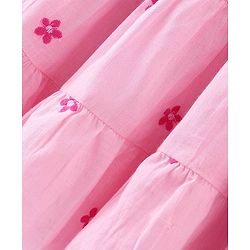Babyhug 100% Cotton Cambric Frock With Full Sleeves Jacket Floral Print - Pink