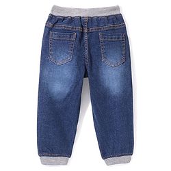 Babyhug Denim Full Length With Stretch Washed  Joggers -Blue