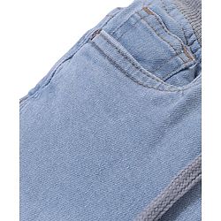 Babyhug Denim Washed Full Length Joggers with Stretch Solid Colour  - Blue