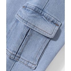 Babyhug Denim Washed Full Length Joggers with Stretch Solid Colour  - Blue