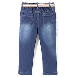 Babyhug Full Length With Stretch Denim Washed Jeans - Blue