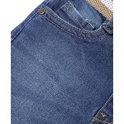 Babyhug Full Length With Stretch Denim Washed Jeans - Blue