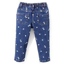 Babyhug Denim Full Length With Stretch  Jeans Strawberry Print - Blue