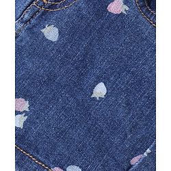 Babyhug Denim Mid Thigh Shorts With Strawberry Print - Blue
