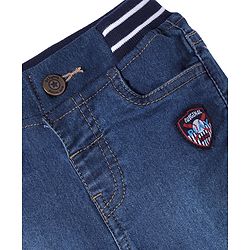 Babyhug Denim Full Length With Stretch Washed Jeans - Blue