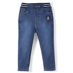 Babyhug Denim Full Length With Stretch Washed Jeans - Blue