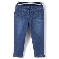 Babyhug Denim Full Length With Stretch Washed Jeans - Blue