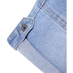 Babyhug Denim Text  Embroidered Stretchable Shorts - Blue