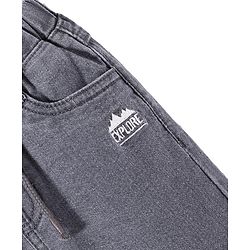Babyhug Denim Full Length With Stretch Washed Jeans With Text Embroidery - Grey