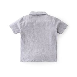 Babyhug 100% Cotton Knit Half Sleeves Solid Color Shirt & Shorts Set With Attached Suspender- Grey & Yellow