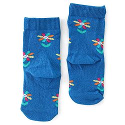 Cute Walk By Babyhug Non Terry Knit Anti-Bacterial Ankle Length Socks Floral Design Pack Of 3 - Blue Pink & Yellow