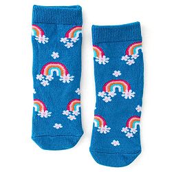 Cute Walk By Babyhug Non Terry Knit Anti-Bacterial Ankle Length Socks Floral Design Pack Of 3 - Green Blue & White