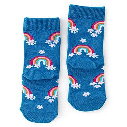 Cute Walk By Babyhug Non Terry Knit Anti-Bacterial Ankle Length Socks Floral Design Pack Of 3 - Green Blue & White