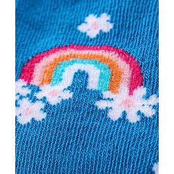 Cute Walk By Babyhug Non Terry Knit Anti-Bacterial Ankle Length Socks Floral Design Pack Of 3 - Green Blue & White
