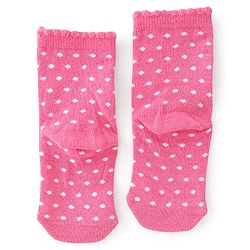 Cute Walk By Babyhug Non Terry Knit Anti-Bacterial Ankle Length Socks Polka Dot Design Pack Of 3 - Pink & White