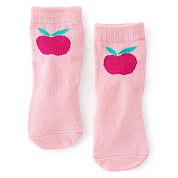 Cute Walk By Babyhug Non Terry Knit Anti-Bacterial Ankle Length Socks Stripes & Apple Design Pack Of 3 - Pink & White