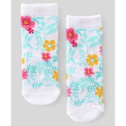 Cute Walk By Babyhug Anti-Bacterial Ankle Length Socks Floral & Dot Design Pack Of 3 - Multicolour