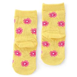Cute Walk By Babyhug Anti-Bacterial Ankle Length Socks Floral & Dot Design Pack Of 3 - Multicolour