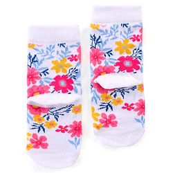Cute Walk by Babyhug Anti Bacterial Ankle Length Socks Floral Design Pack Of 3 - Multicolour