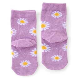 Cute Walk By Babyhug Anti-Bacterial Ankle Length Socks Floral & Polka Dot Design Pack Of 3 - Navy Blue Red & Purple