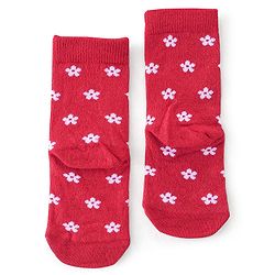 Cute Walk By Babyhug Anti-Bacterial Ankle Length Socks Floral & Polka Dot Design Pack Of 3 - Navy Blue Red & Purple