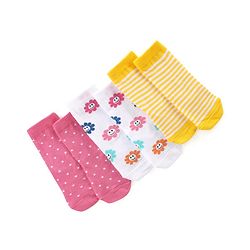 Cute Walk by Babyhug Anti Bacterial Ankle Length Socks Floral Design Pack Of 3 - Multicolour