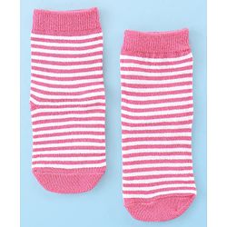 Cute Walk by Babyhug Anti Bacterial Ankle Length Socks Striped Polka Dot & Star Design Pack of 3 - Pink Yellow & White