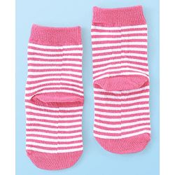 Cute Walk by Babyhug Anti Bacterial Ankle Length Socks Striped Polka Dot & Star Design Pack of 3 - Pink Yellow & White