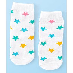 Cute Walk by Babyhug Anti Bacterial Ankle Length Socks Striped Polka Dot & Star Design Pack of 3 - Pink Yellow & White