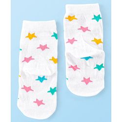 Cute Walk by Babyhug Anti Bacterial Ankle Length Socks Striped Polka Dot & Star Design Pack of 3 - Pink Yellow & White